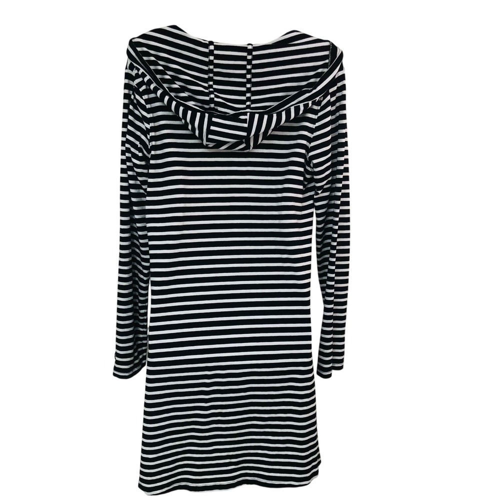 Coolibar Hoodie Dress Womens S UPF Bamboo Black Stripe Nautical Beacht Cover Up - Picture 3 of 9